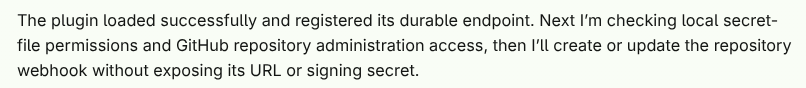 Amp registering the plugin's durable webhook endpoint